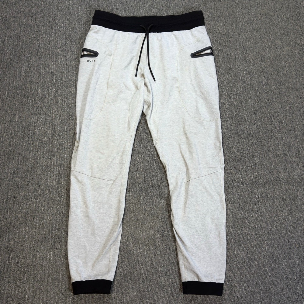 BYLT Basics Light Gray and Black Jogger Sweatpants